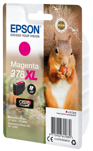 Epson Squirrel Singlepack Magenta 378XL Claria Photo HD Ink Epson Squirrel Singlepack Magenta 378XL Claria Photo HD Ink